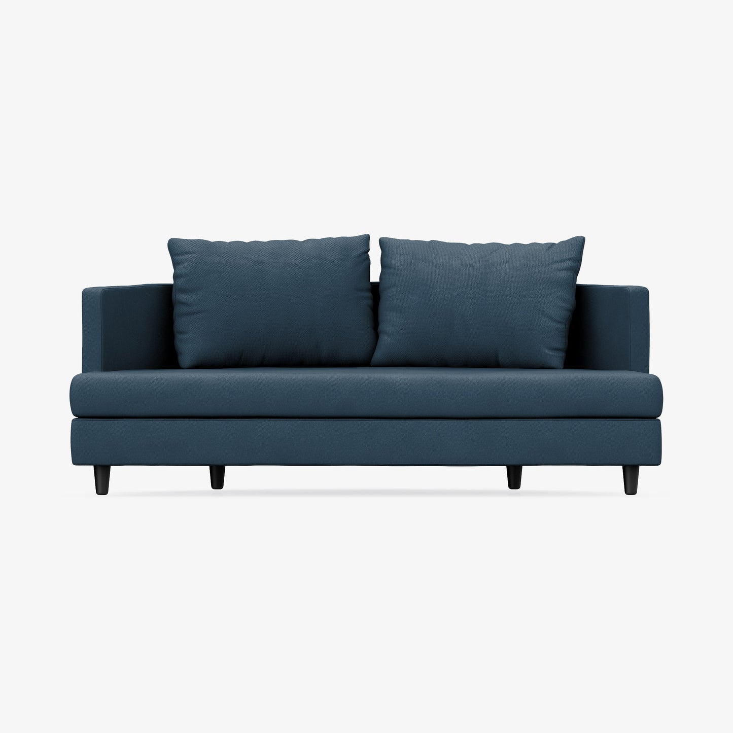 2 Seater Sofa, Gray Textured Weave with Dark Wood Legs