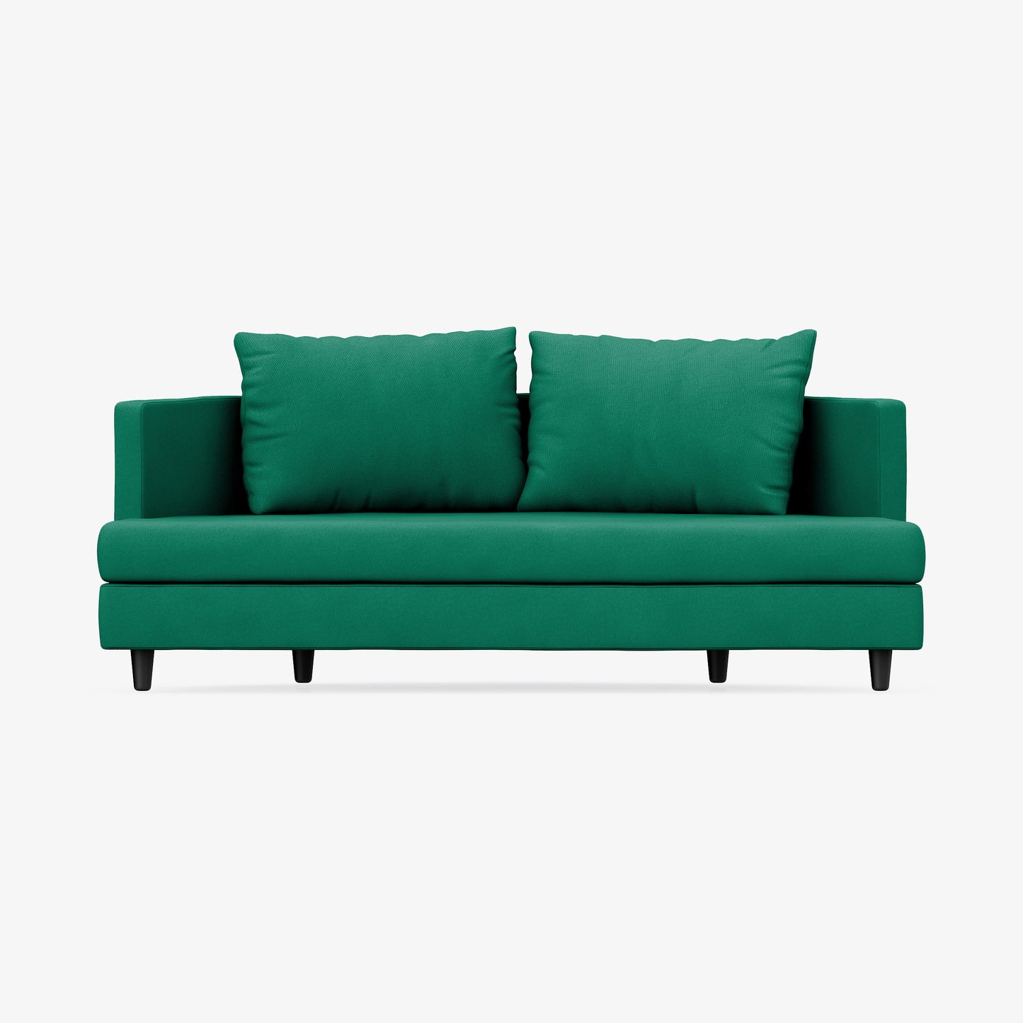 2 Seater Sofa, Gray Textured Weave with Dark Wood Legs