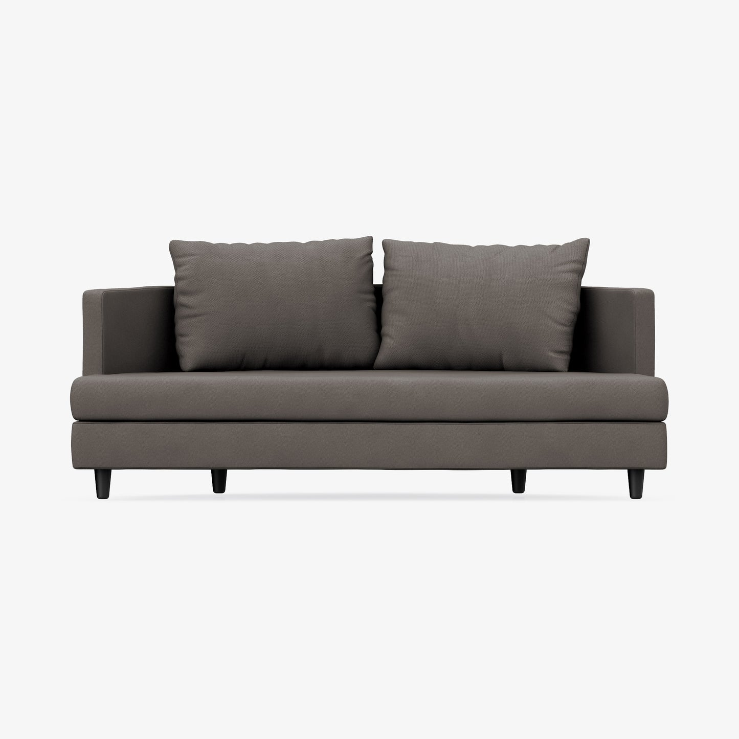 2 Seater Sofa, Gray Textured Weave with Dark Wood Legs