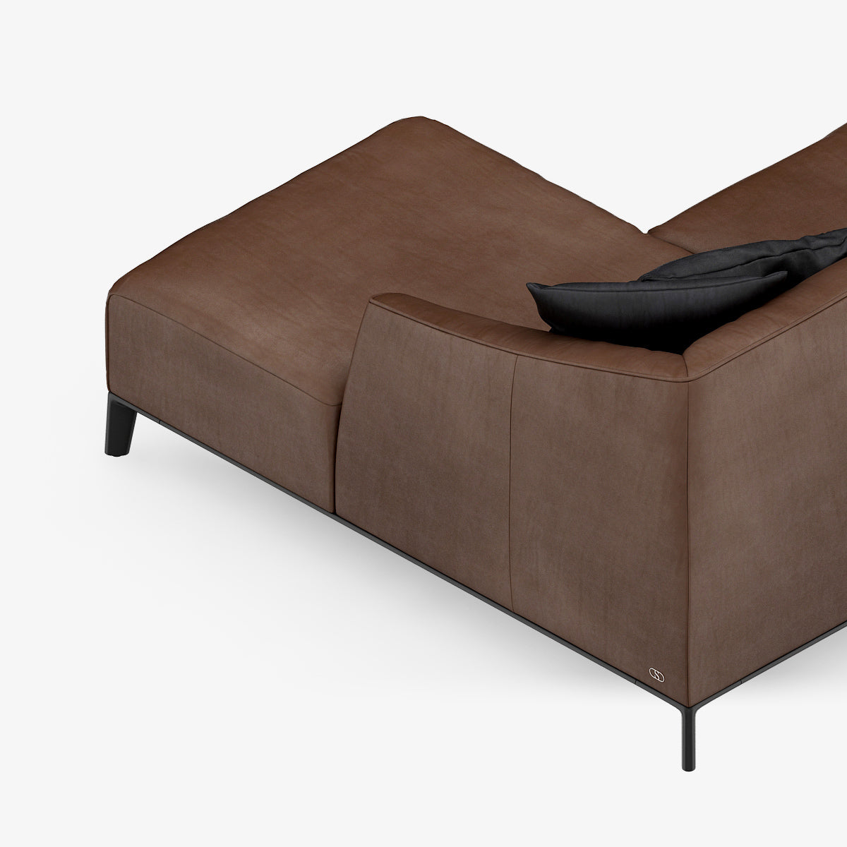 Sleeper Sectional Sofa with Two Black Pillows