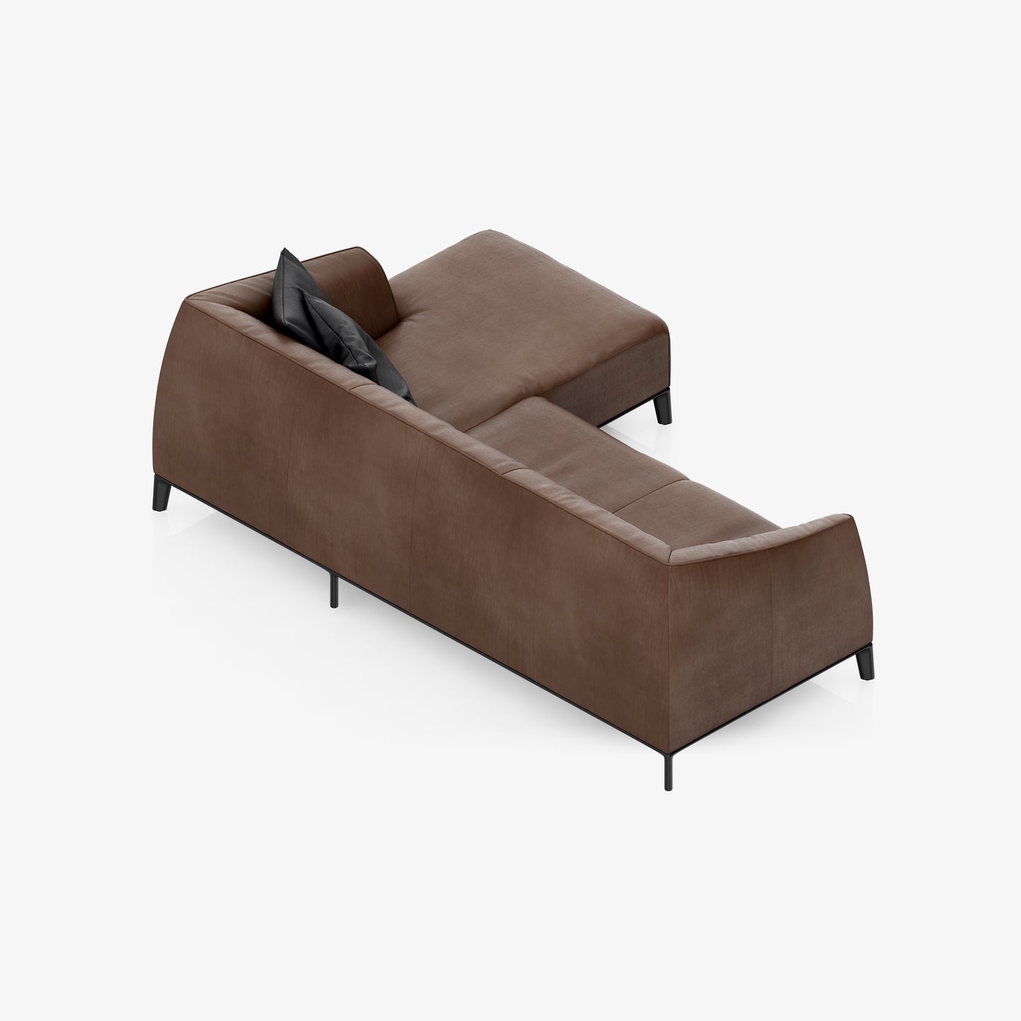 Sleeper Sectional Sofa with Two Black Pillows