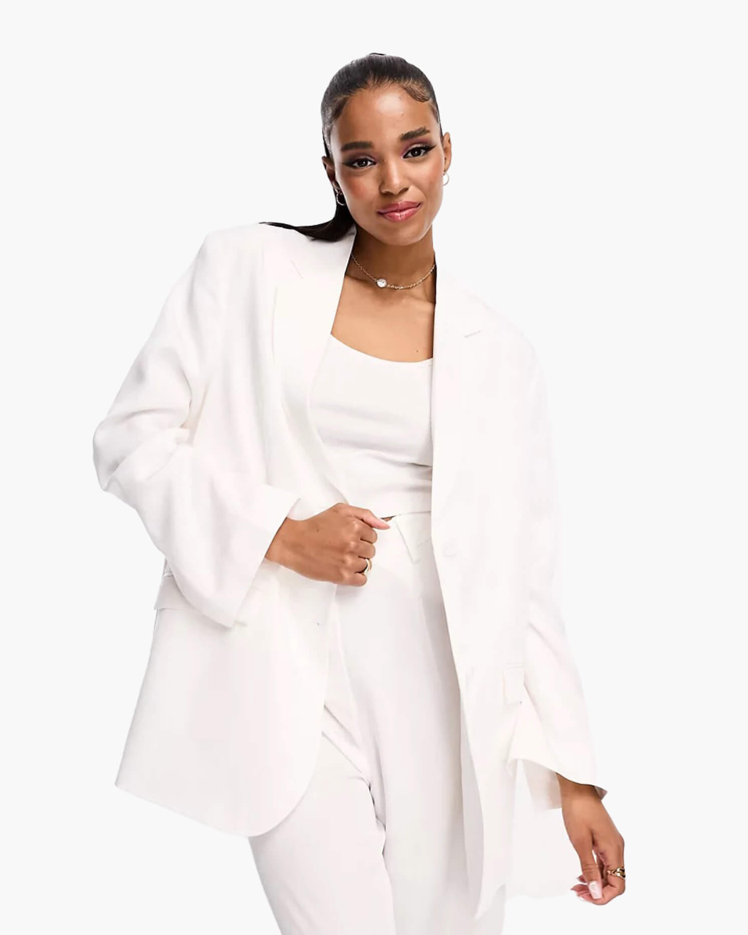 Bleize White Chic Cityscape Blazer