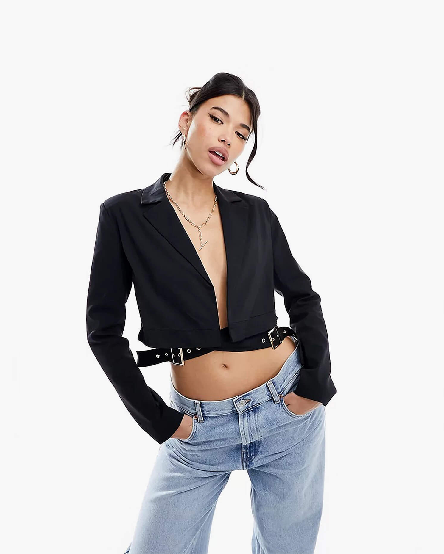 Edgy Leather Moto Blazer