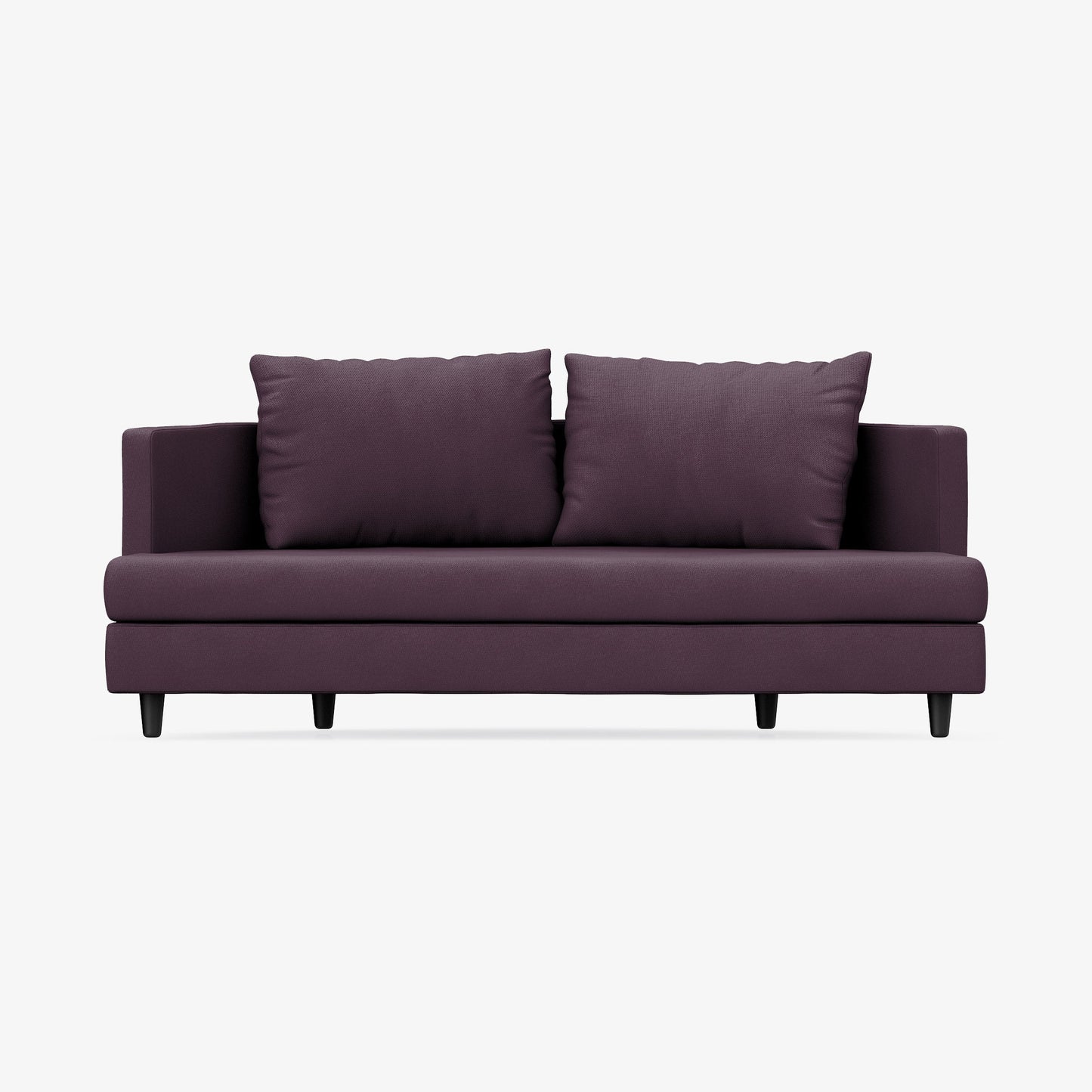 2 Seater Sofa, Midnight Blue Textured Weave with Dark Wood Legs