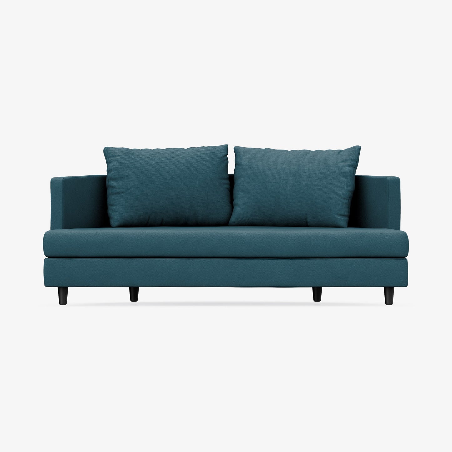 2 Seater Sofa, Sea Green Textured Weave with Dark Wood Legs