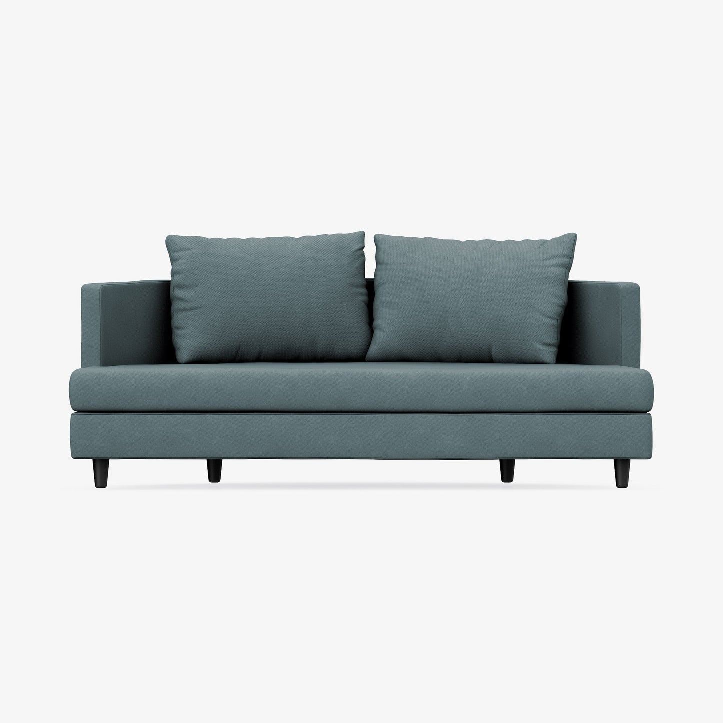 2 Seater Sofa, Midnight Blue Textured Weave with Dark Wood Legs