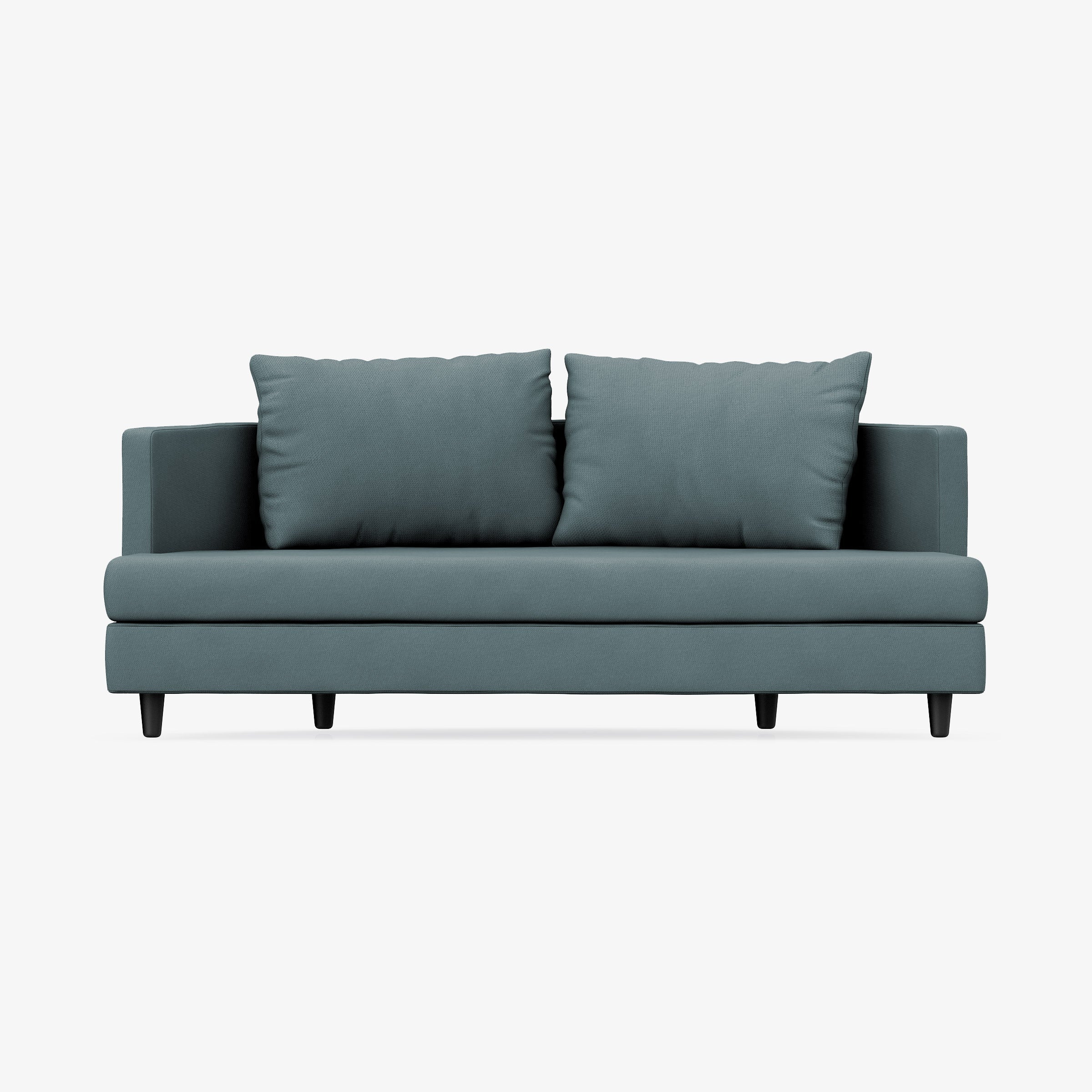 2 Seater Sofa, Slate Gray Textured Weave with Dark Wood Legs