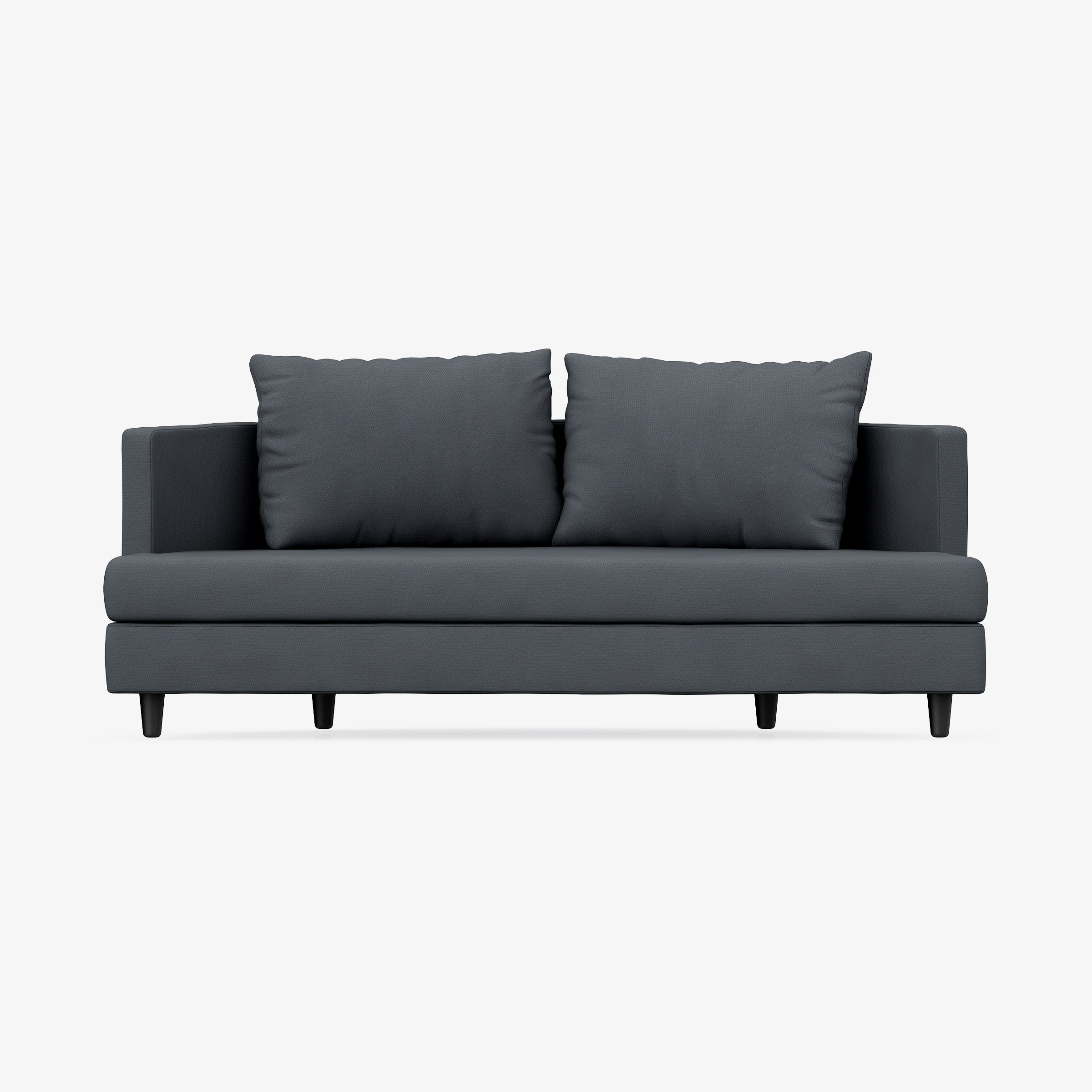 2 Seater Sofa, Gray Textured Weave with Dark Wood Legs