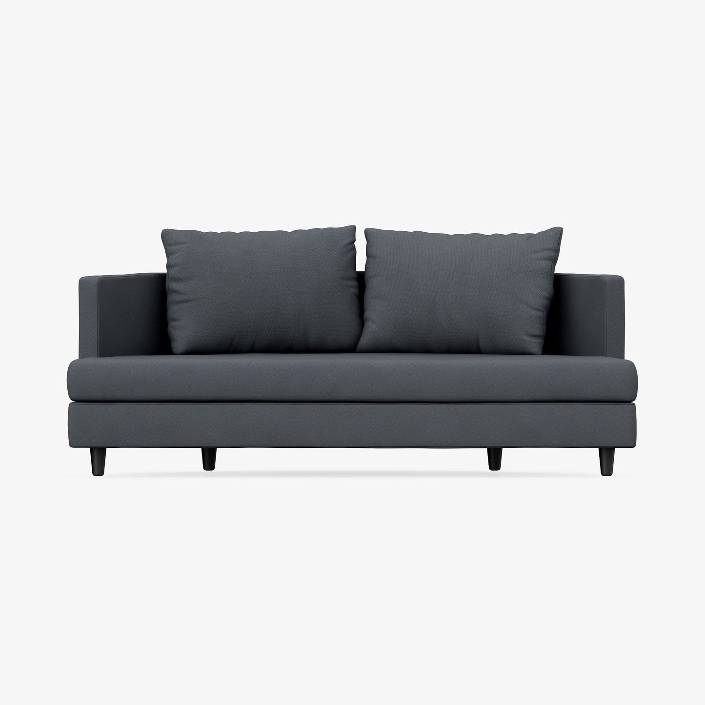 2 Seater Sofa, Slate Gray Textured Weave with Dark Wood Legs