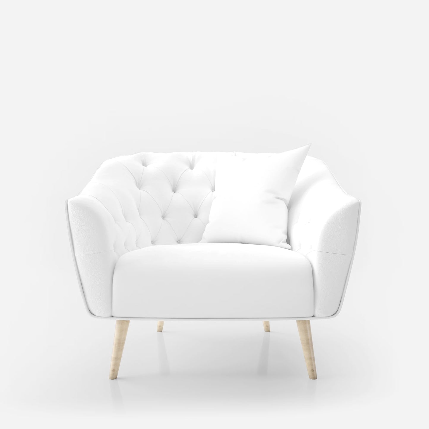 26'' Ivory Wide Velvet Armchair with a Pillow