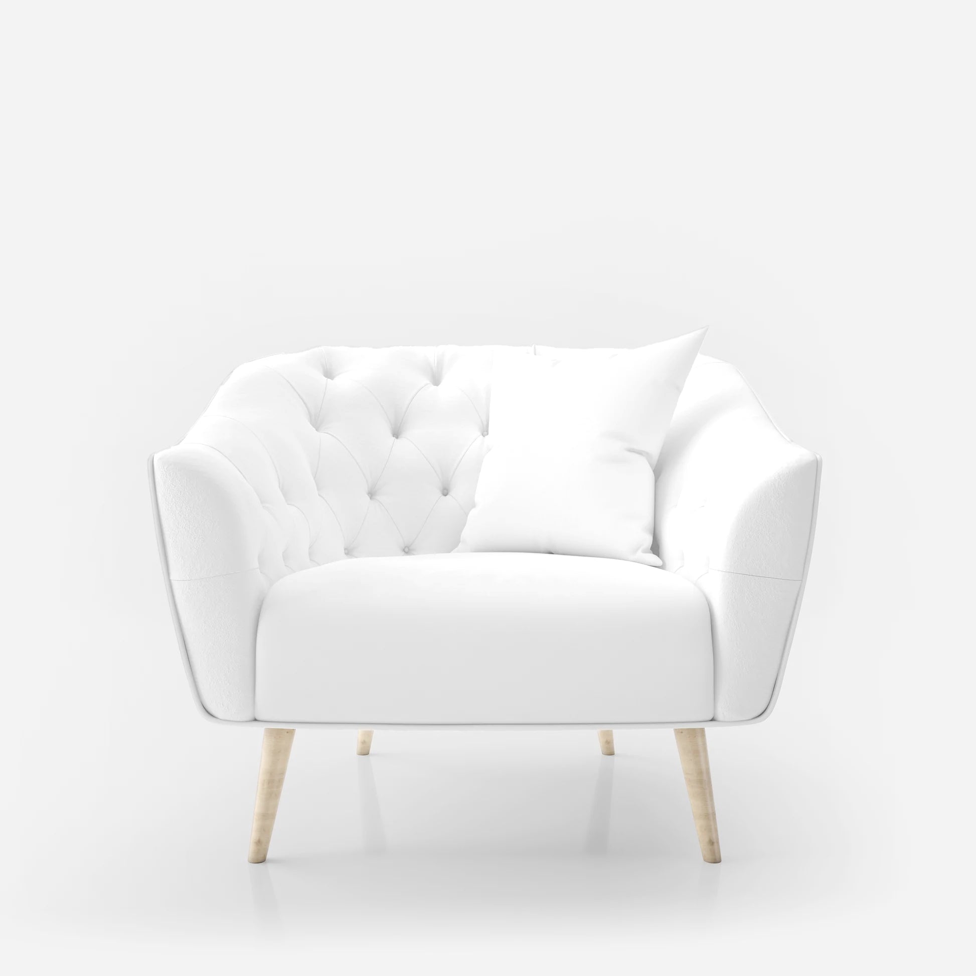 26'' Ivory Wide Velvet Armchair with a Pillow