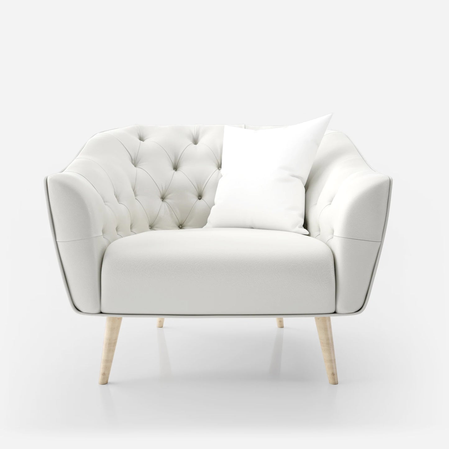 26'' Ivory Wide Velvet Armchair with a Pillow