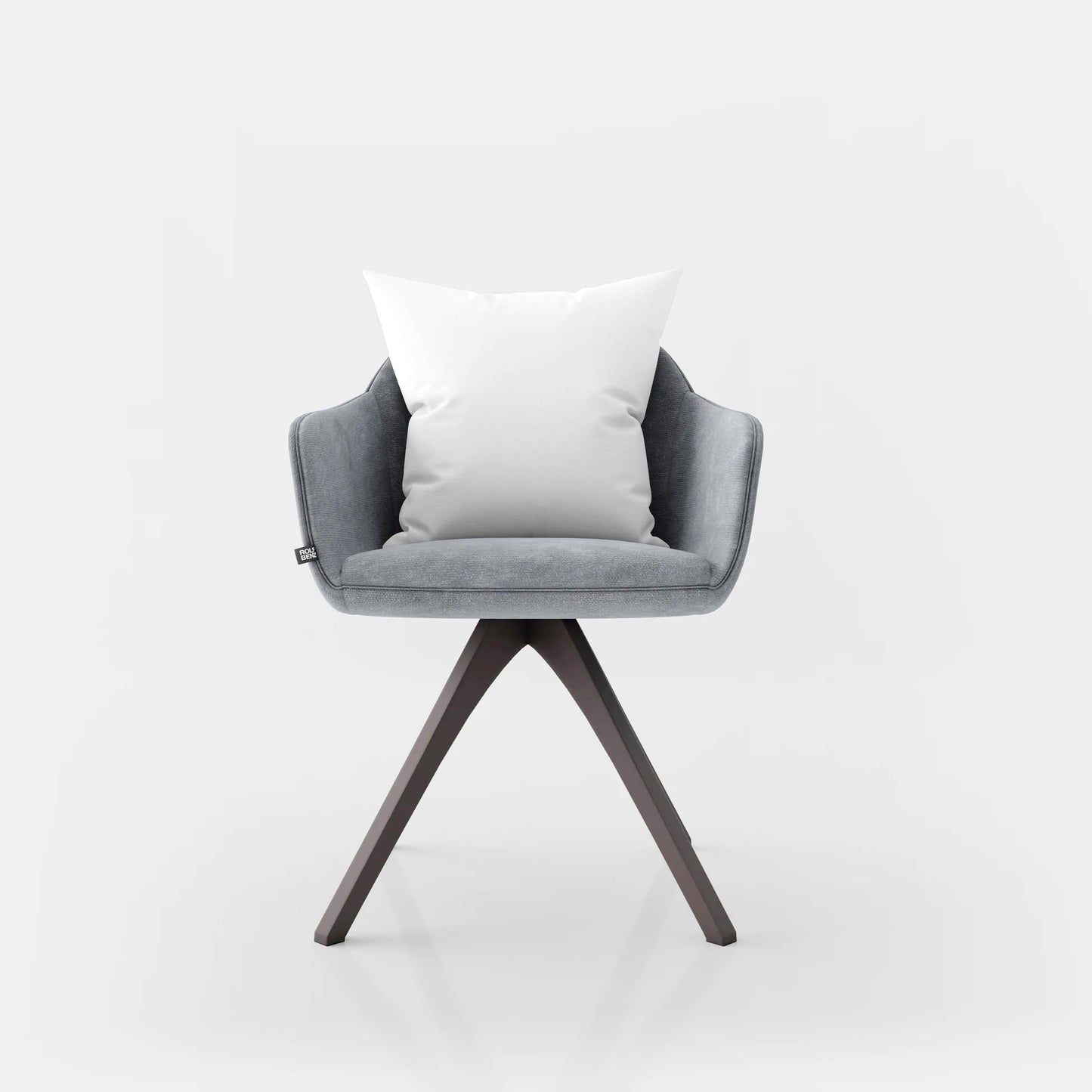 Gray 19.5'' Wide Chair with White Pillow in Wood frame