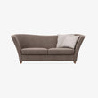 Brown Rolled Arm Curved Loveseat with Two Pillows