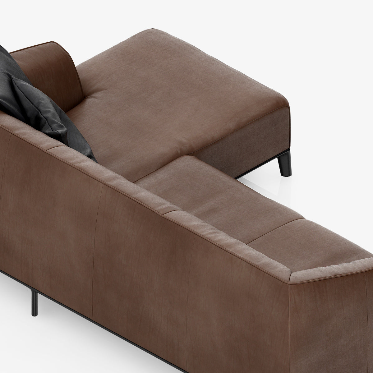 Sleeper Sectional Sofa with Two Black Pillows